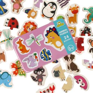 Dėlionė Gyvūnai, (metalinėje dėžutėje), 12 paveikslėlių, 24detalės