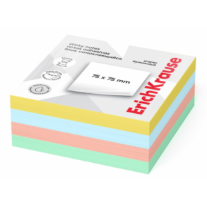 Lipnūs lapeliai užrašams, ErichKrause, 75x75mm, 400 lapelių, 4 sp.