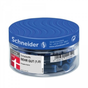 Rašalo kapsulės, Schneider, 30 vnt., trumpos, mėlynos sp.